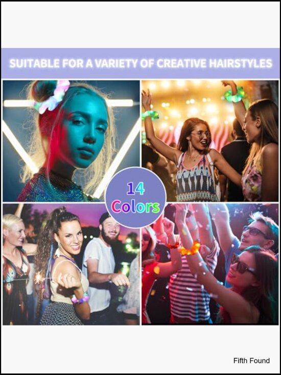 18 LED Light Up Scrunchies - Glow in Dark Hair Ties 3 Modes Party Favors